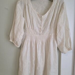 Cream Lace Button-Front Dress